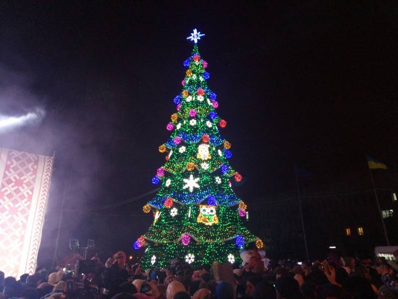 У Сумах засяяла головна новорічна ялинка (відео)