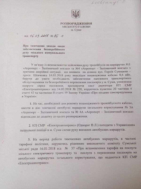 Розпорядження міського голови